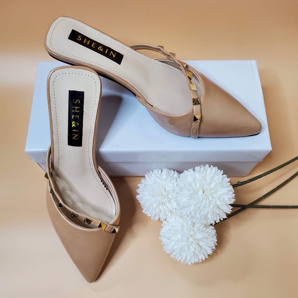 SHEIN Rhinestone Stiletto Heeled Mules